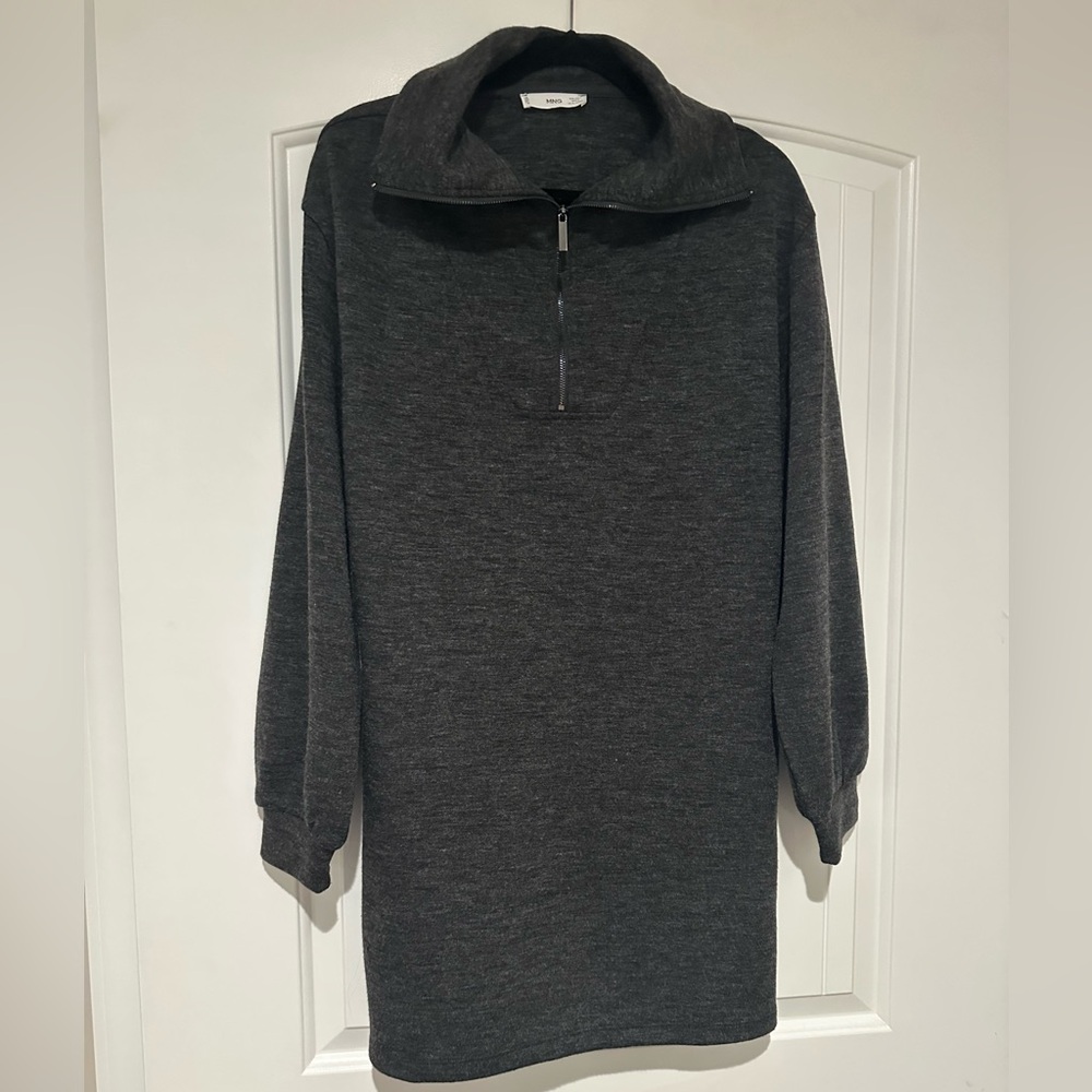 Mango Charcoal Zip-Up Sweater Dress